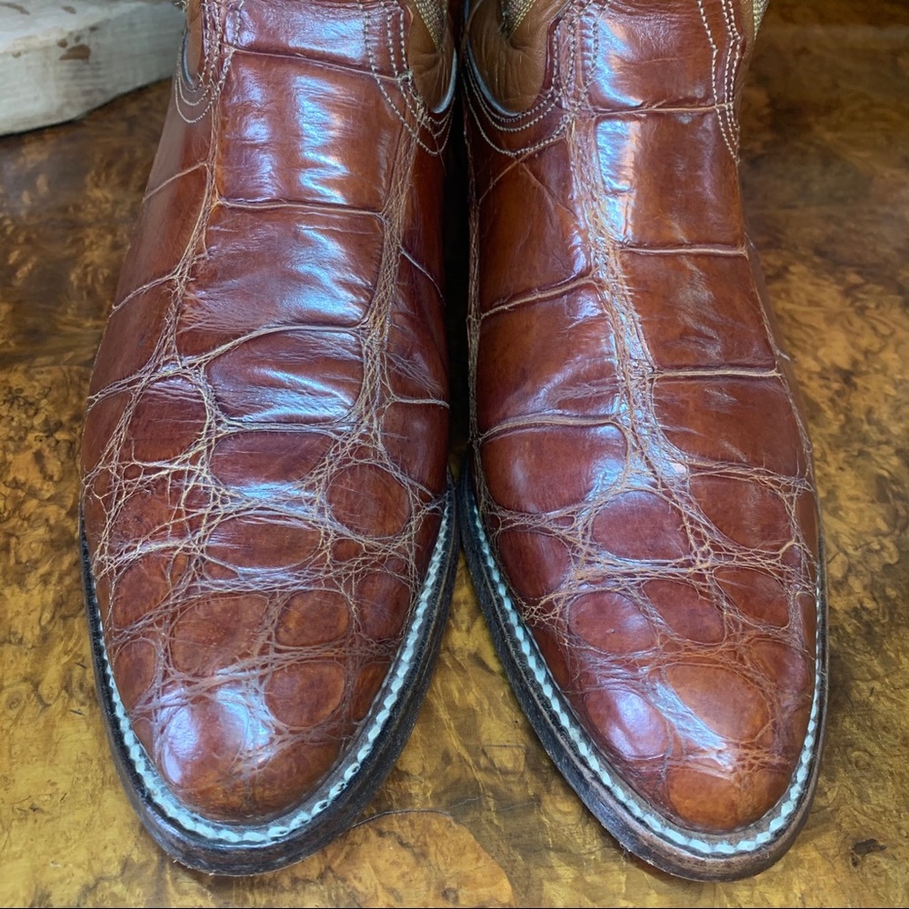 VERY RARE VINTAGE NOCONA ALLIGATOR COWBOY BOOTS - Picture 10 of 10